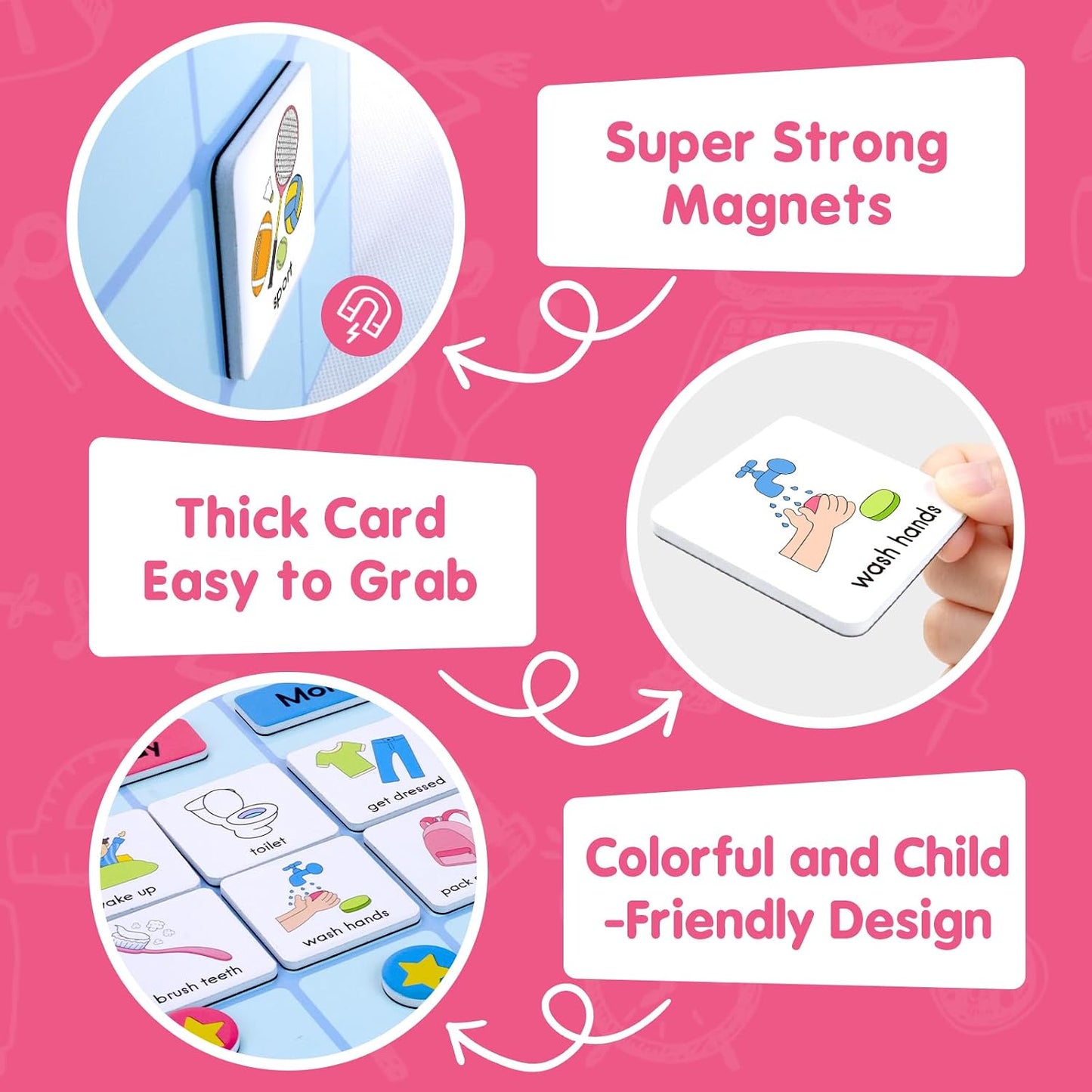 Large Visual Schedule for Kids Chore Reward Chart,Bedtime Routine Chart for Toddlers,Double Side Weekly Planner Board With 109 Cards for Home School Planner,Autism Learning Materials.