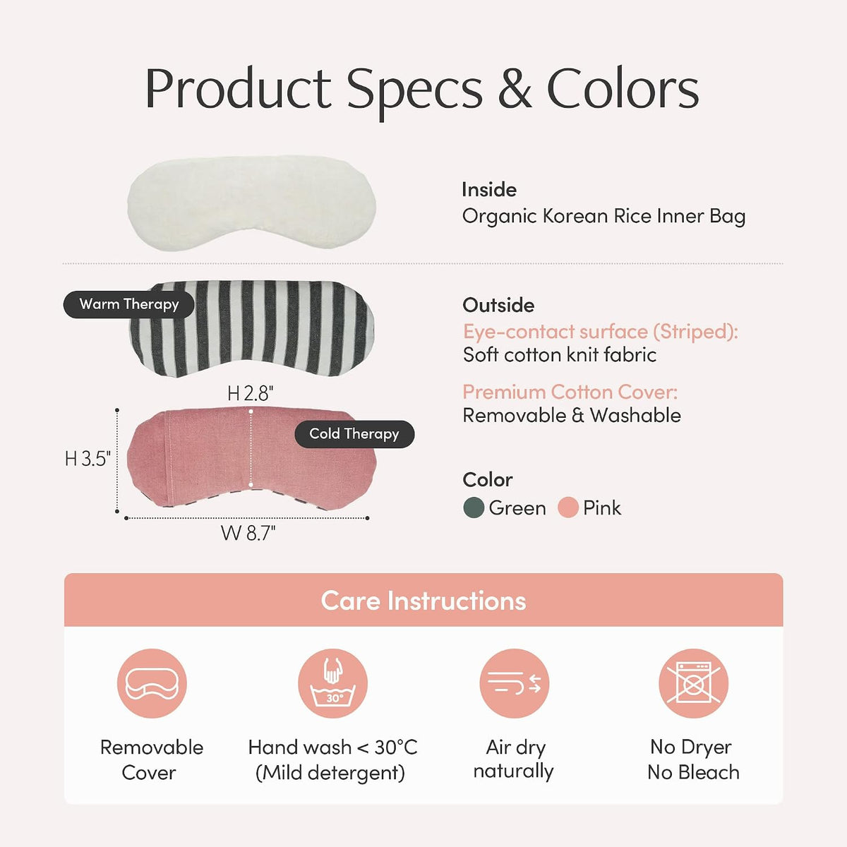 Seoul Heated Rice Eye Mask for Stye & Dry Eyes, Microwavable Compress