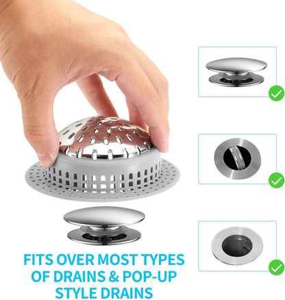 Aluvor Bathtub Drain Hair Catcher Shower Drain Cover Sink Drain Protector | Bathroom Sink & Bathtub Drain Strainer for Pop-Up & Regular Drains, grey