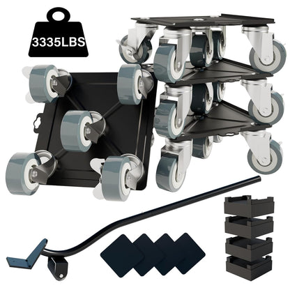 Furniture-Dolly-Furniture-Movers with-5-Wheels, Furniture Sliders Lifters Tool Set for Moving Heavy Duty, Furniture Dollies, Max Capacity 1650Ib Red