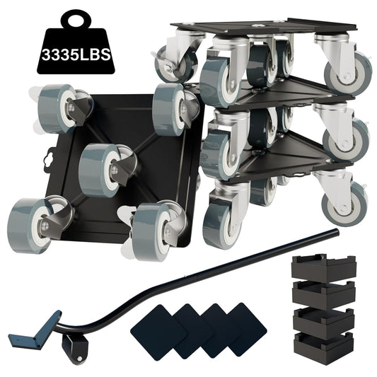Furniture-Dolly-Furniture-Movers with-5-Wheels, Furniture Sliders Lifters Tool Set for Moving Heavy Duty, Furniture Dollies, Max Capacity 1650Ib Red