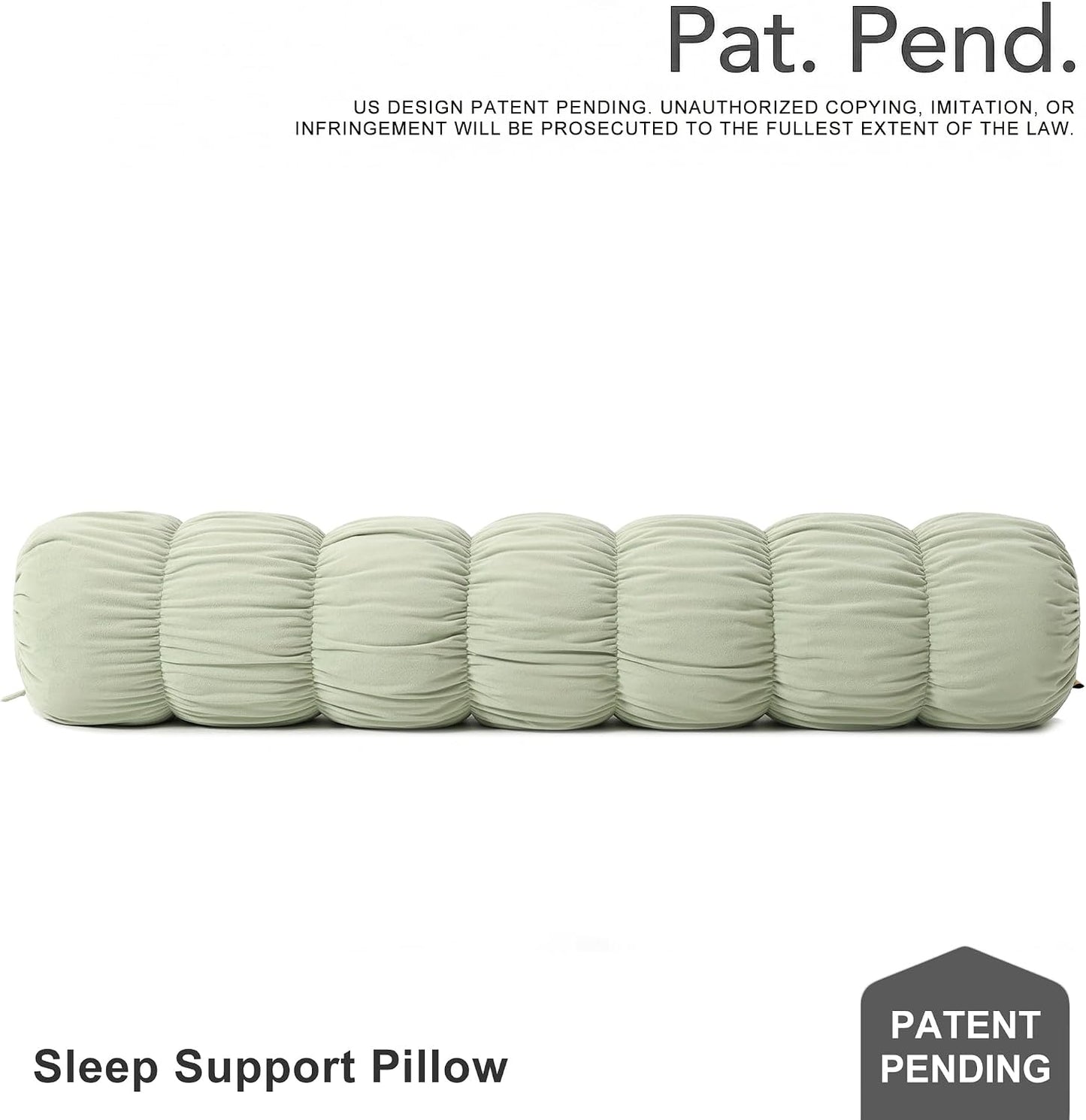 Pat. Pend. Long Bolster Pillow for Bed, Small Body Pillow for Adults, Soft Velvet Washable Cover, Cylinder Pillow for Side Sleepers and Leg Support(Misty White, 39"x 7.87")