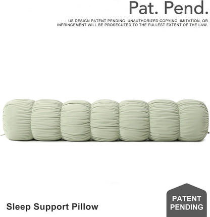 Pat. Pend. Long Bolster Pillow for Bed, 39 Inch, Misty White