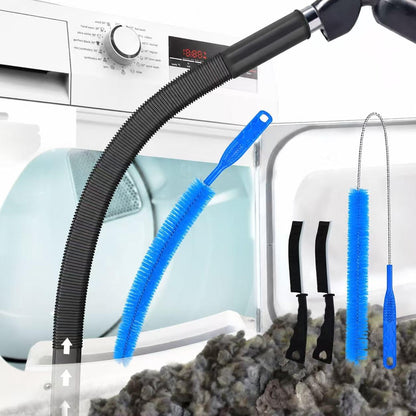 Sealegend 5Pack Dryer Vent Cleaner Kit Vacuum Hose Attachment & Brush Blue | Whistle-Free Hose | Universal Connector Fits Most Vacuums | 4 Brushes for Dryer Vents, Refrigerator Coils, Drains & Sinks