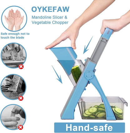 Safe Mandoline Slicer for Kitchen, Potato Slicer for Chips,Vegetable Cutter | Potato Slicer for Chips, 6 in 1 Vegetable slicer with Thickness Adjuster, Faster Kitchen Slicer for Meal Prep (Only Slice)