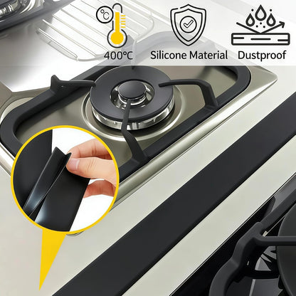 Black Stove Gap Covers, 2 Pack 25 Inch Silicone Gap Filler with Vacuum Packaging, Heat-Resistant Counter to Stove Guard, Easy to Clean Kitchen Seal Strips