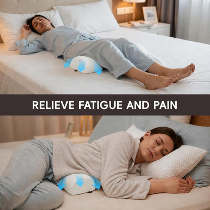 SPRING SEAON Half Moon Bolster Knee Pillow for Back Sleeping Memory Foam Leg Pillow for Ankle and Foot Comfort Under Knee Pillow for Side Sleepers Machine Washable Cover(17" x 7.5" x 4.3")