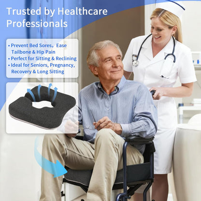 Gel Wheelchair Cushions for BedSores Prevention,Bed Sore Pad Cushion for Butt - Pain Relief for Long Sitting & Relieve Sciatica, Back, Tailbone, Pressure Sore and Ulcer Pain for Pregnant and Elderly