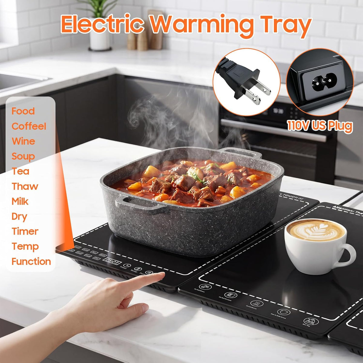 Electric Warming Tray for Food, 3-in-1 Food Warmers for Parties Buffet