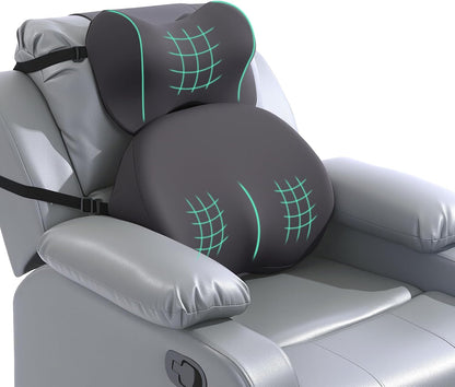 ROYALAY 2 Pcs Recliner Pillow for Neck Lumbar Support, Memory Foam Lumbar Pillow for Recliner with Adjustable Headrest, Back Support for Office Chairs Couch