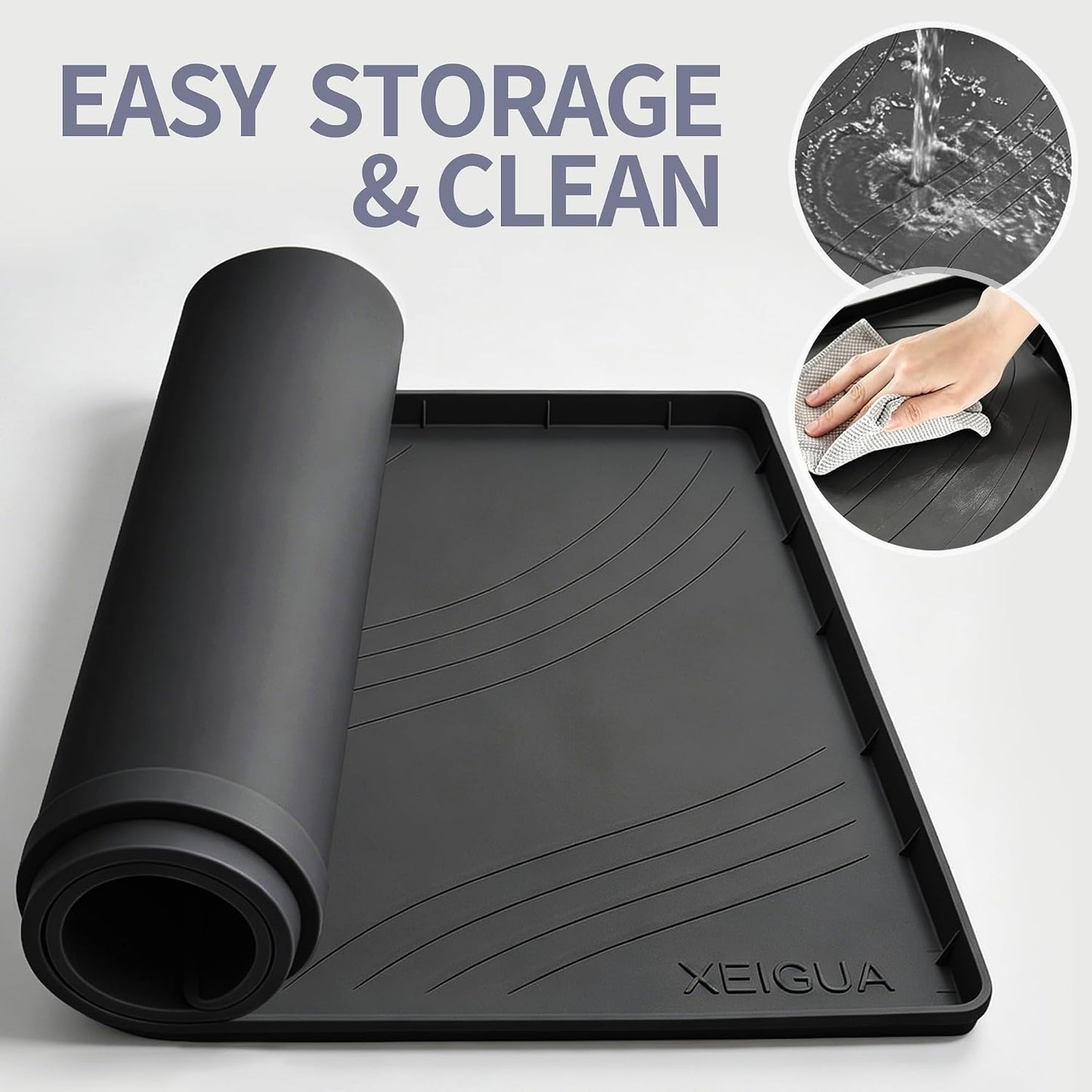 Washing Machine Pan, Drain Pan, Large 33×30/4 LBS Silicone Drain Pan, Waterproof Non-Slip Drip Tray with Raised Edge, Anti-Vibration Floor Leak Protector for Washer, Dryer and Laundry Room
