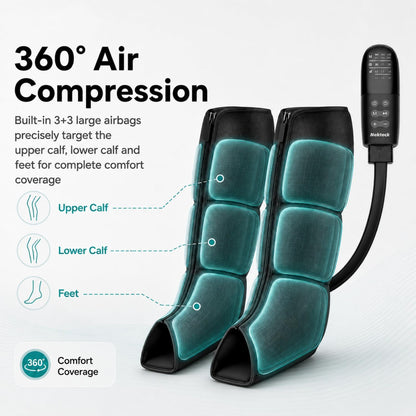 Nekteck Leg Compression Massager with Heat for Circulation and Pain Relief | Full Leg Air Compression Boots, 2 Heats, 6 Modes, 3 Intensities, Zipper Design, HSA Eligible Gifts for Women Men Athletes Gym