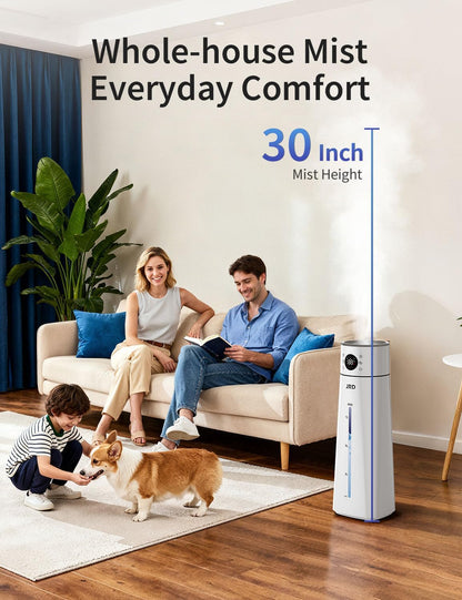 JRD Humidifier Large Room 8L/ 2.1Gal, Ultrasonic Cool Mist for Bedroom, Quiet Humidifier with Remote Control, 10 Mist Modes, 24H Timer, Night Light, AI Mode, 40H Run for Home Office（Grey）