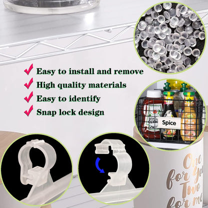 Wire Shelf Label Holder, ELEMGULY 35PCS Plastic Basket Label Holders with Tight Snap Lock, Reusable Bins Basket Labels Clip with Paper Label Inserts for Home Market Office (3 x 1.38 Inch)