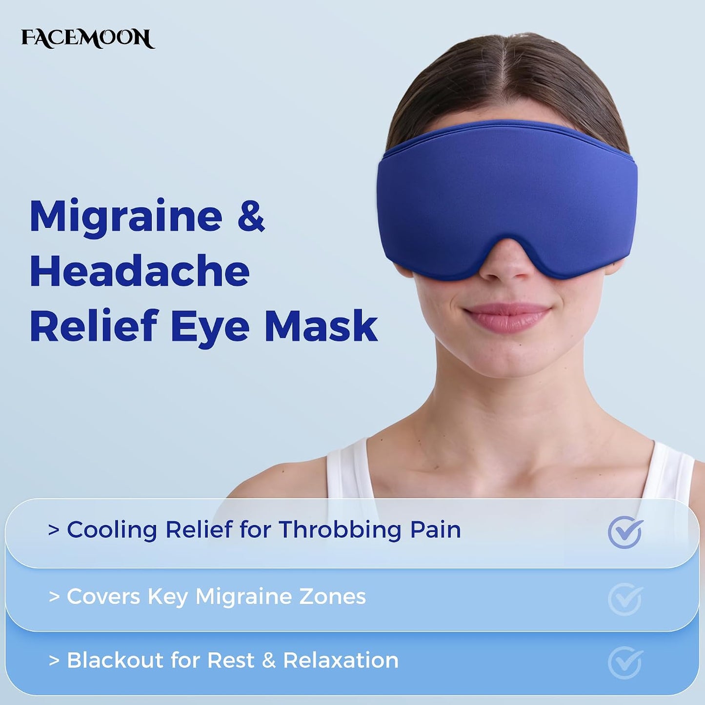 Cooling Gel Eye Mask Sleep: FSA -HSA Eligible, Cold Compress for Puffy Eyes & Migraine Relief - Reusable Gel Weighted Sleeping Mask for Dark Circles & After Surgery, Eye Care,Ice Pack for Eyes, Blue