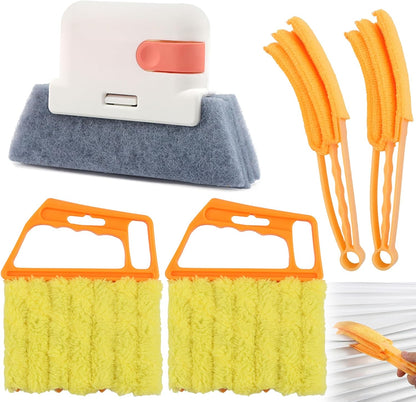 5Pcs Window Blind Cleaning Set, Washable 7 Fingers Duster Brush | Dusting Cleaner Tool, Blinds Air Conditioner Keyboard Fan Duster Dirt Housekeeping Tool