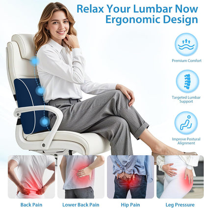 SweetSlubr Lumbar Support Pillow for Office Chair,Back Support(Black,Large)