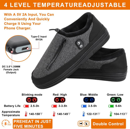 Heated Slippers, Kamlif 4 Heating Levels Cordless Foot Warmers for Cold Feet, Cold Weather Cozy Slippers Warm-up Shoes Indoor House Shoes Outdoor Camping with 5000mAh Rechargeable Battery