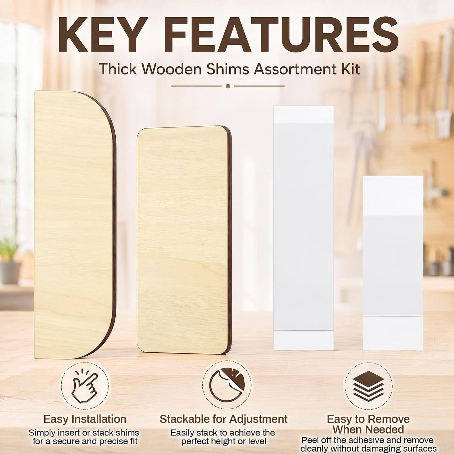 8 Pack 3.5 Inch Hinge Repair Wooden Plate Door Hole Cover Plate Wooden Hinge Filler Wood Repair Kit Kitchen Cabinet Hinges Cabinet Door Blanks with Double Sided Tapes
