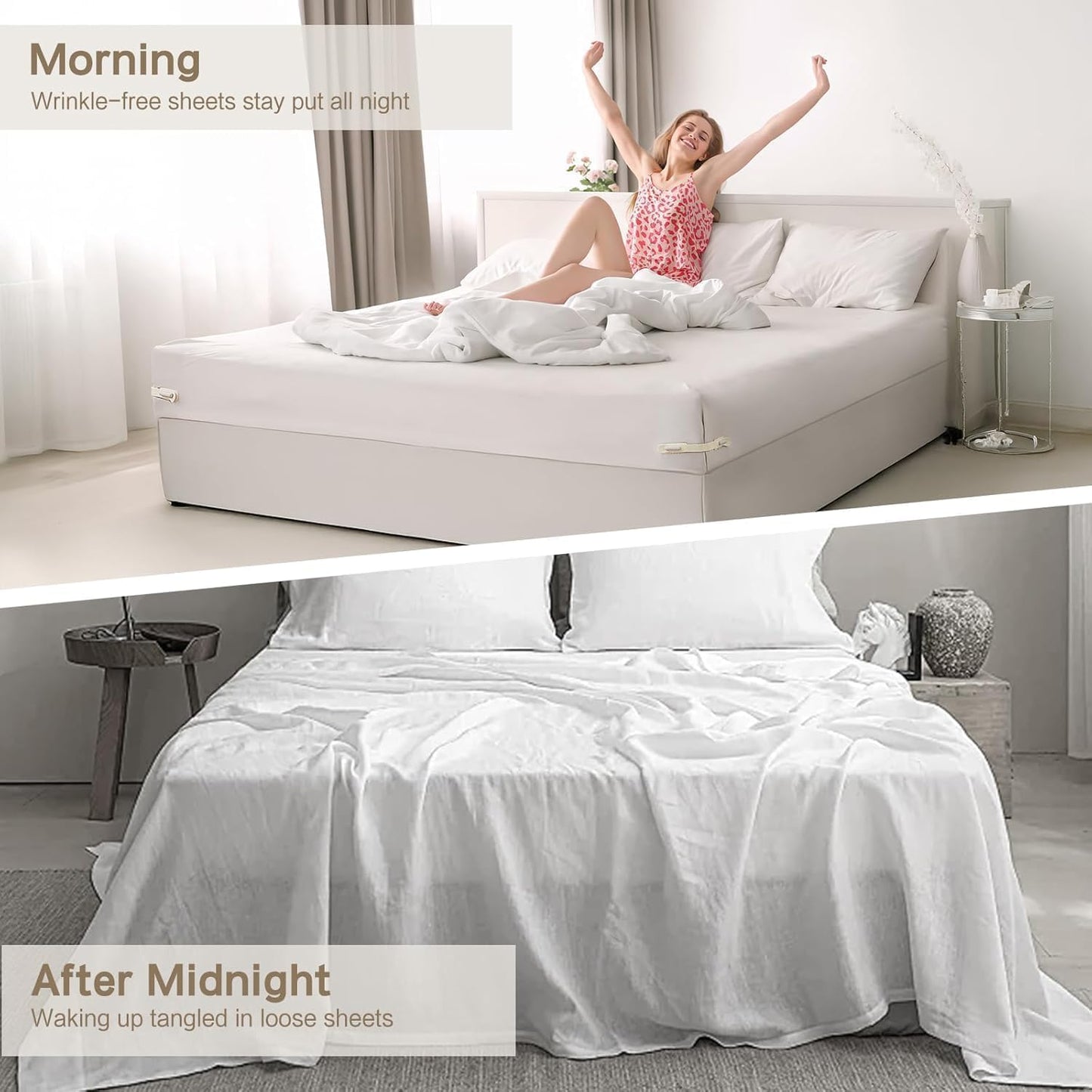 Sheet Holders for Fitted Sheets – 4 Pack Heavy Duty ABS+Silicone Lock Straps, Keep Sheets Firm & Tight, No Slippage – Easy Install Bed Sheet Holders