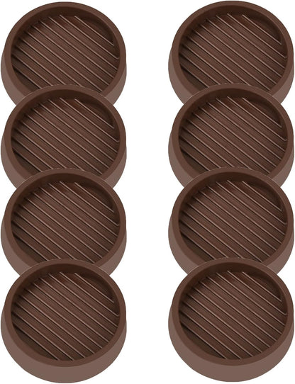 2X2 Round Rubber Caster Cups, Non Slip Furniture Pads - 4 Pack | Anti-Slip Gripper, Anti Skid Furniture Feet, Anti Slide Floor Protector for Bed Couch Table Chair Stoppers, Black
