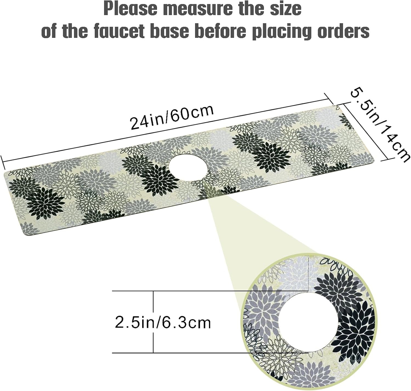 Sink Faucet Absorbing Mat, 2 Pack Drying Mat Around Faucet Sink Splash Guard Behind Faucet Sinkmat For Kitchen Bathroom Island Rv 24 * 5.5 Inch (60 * 14 cm)