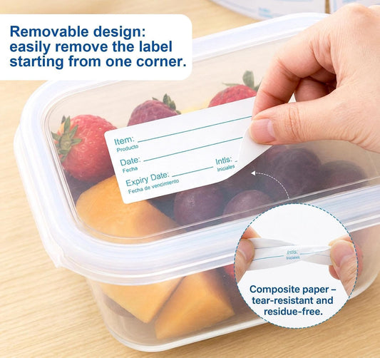 Food Labels 1000, 1x3in Lengthen Removable Food Labels for Containers