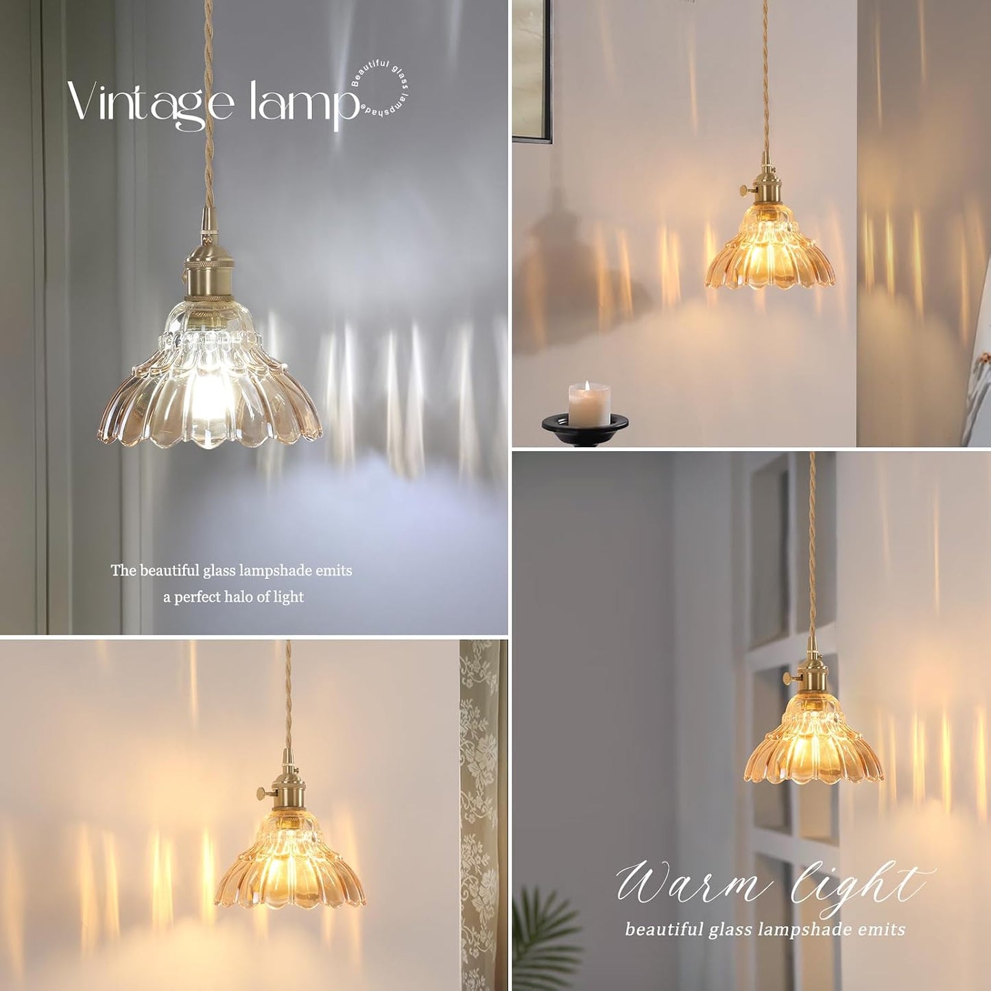 Shenmoyl Battery Operated Wall Sconce Wall Lamp with Green Lily of the Valley Shade Pattern Glass Adjustable Chain Retro Gold Wall Mounted Light, Modern Wall Lamp Fixtures Decor for Bedside Bedroom