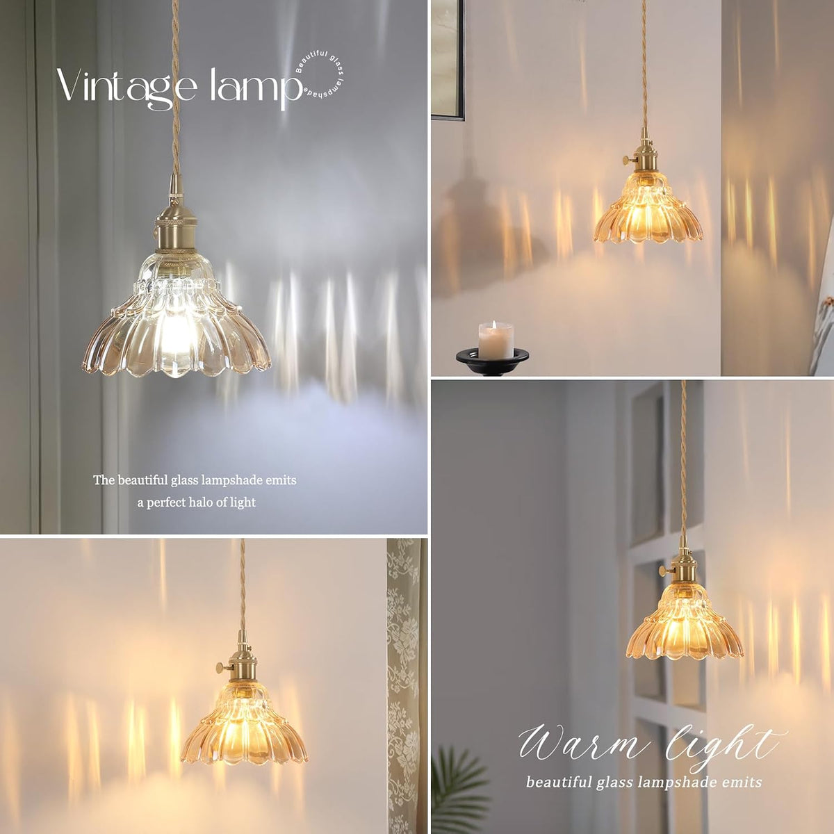 Shenmoyl Battery Operated Wall Sconce Wall Lamp with Green Lily of the Valley Shade Pattern Glass Adjustable Chain Retro Gold Wall Mounted Light, Modern Wall Lamp Fixtures Decor for Bedside Bedroom