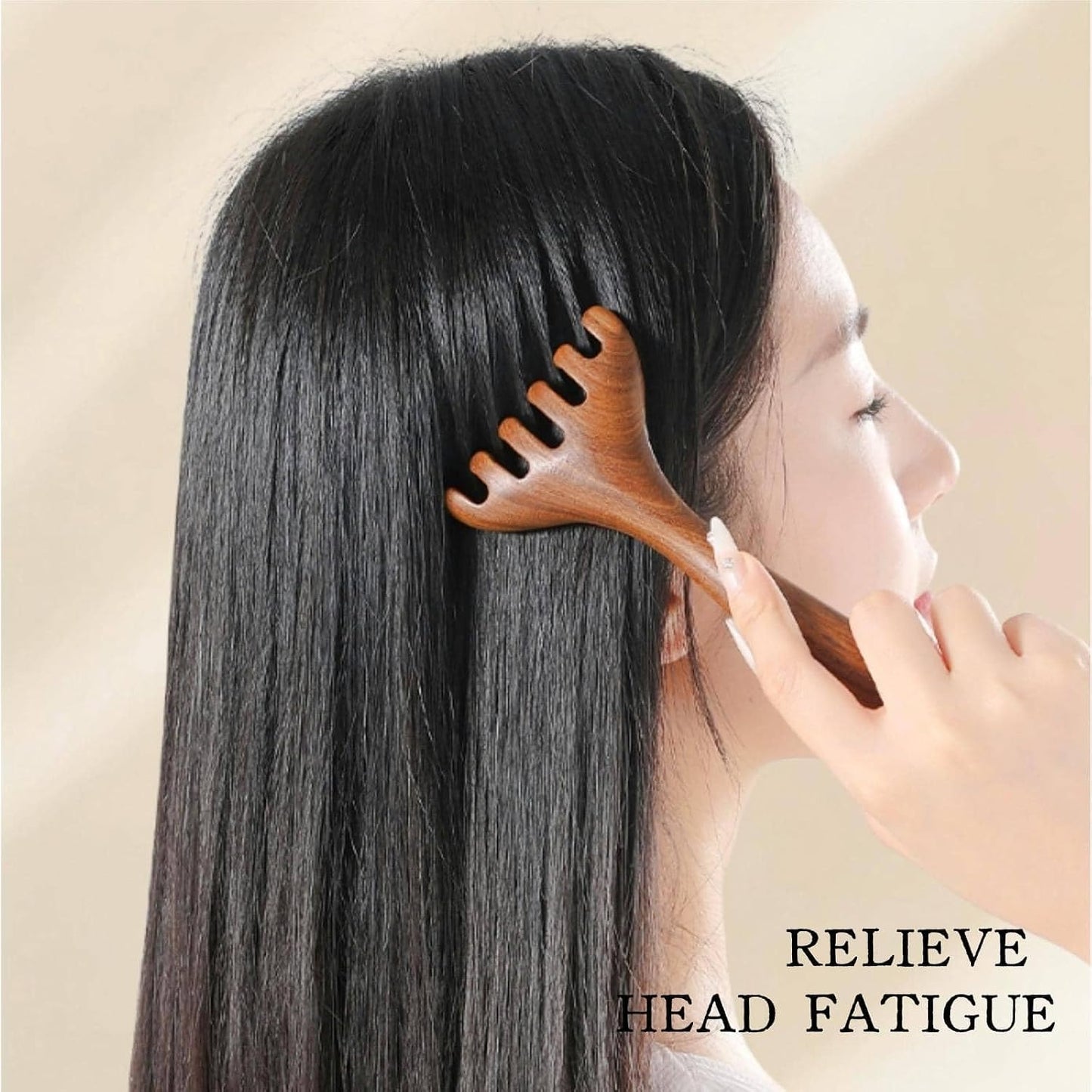 Sandalwood Scalp Massager, Wooden Gua Sha Face Neck Acupoint Tool | Long Handle, Scalp Face Neck Gua Sha, Acupoint Stimulation, Natural Wooden Comb Teeth, Relieve Tension, Promote Circulation
