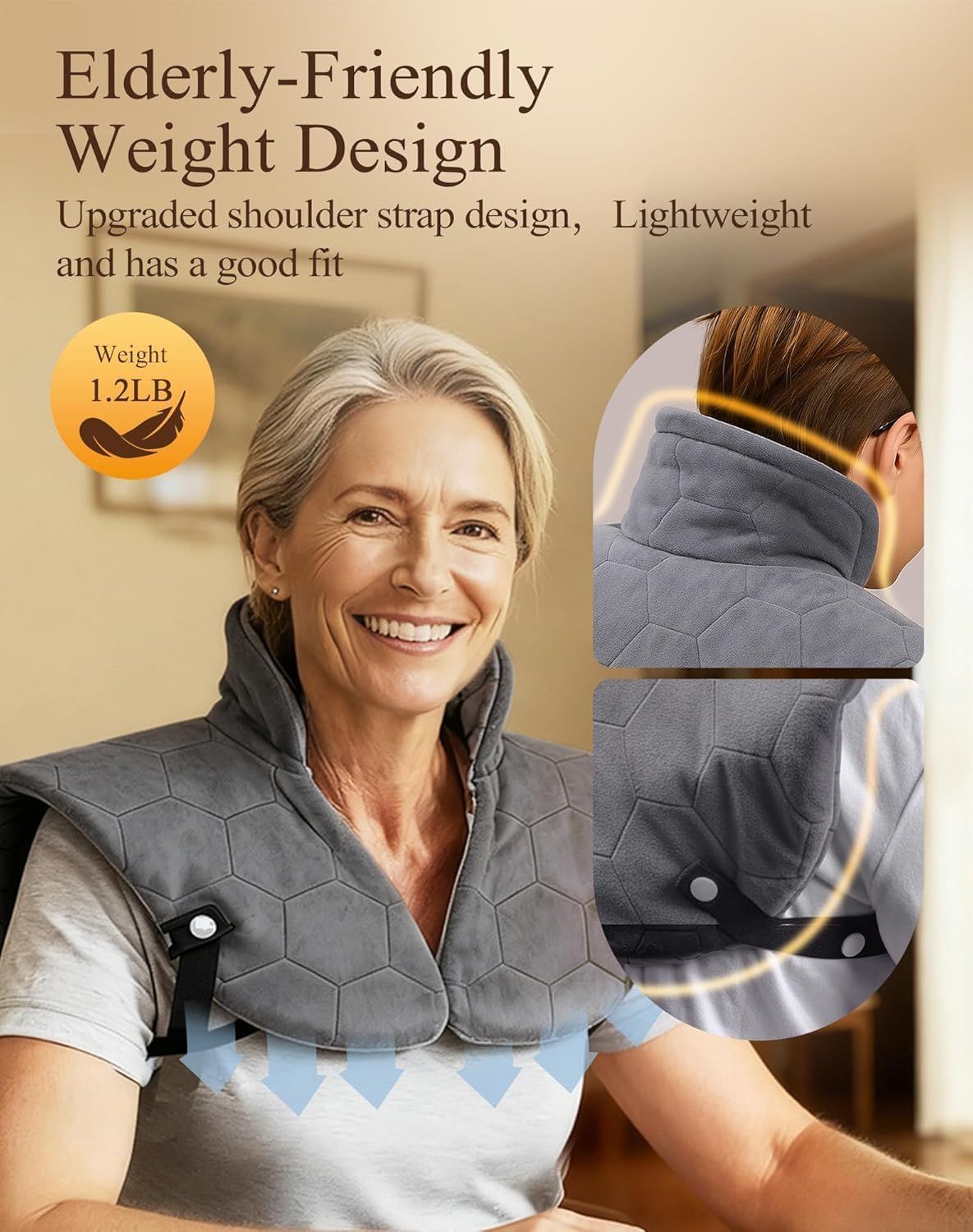 30s Fast Heating Pad for Neck Shoulders & Back, 6X Deeper Far Infrared Heat | 24" x 20" Extra Large Design, 8 Temp Settings & 4H Auto Off, Memory Function, Machine Washable, Gift for Women Men(Dark Grey)