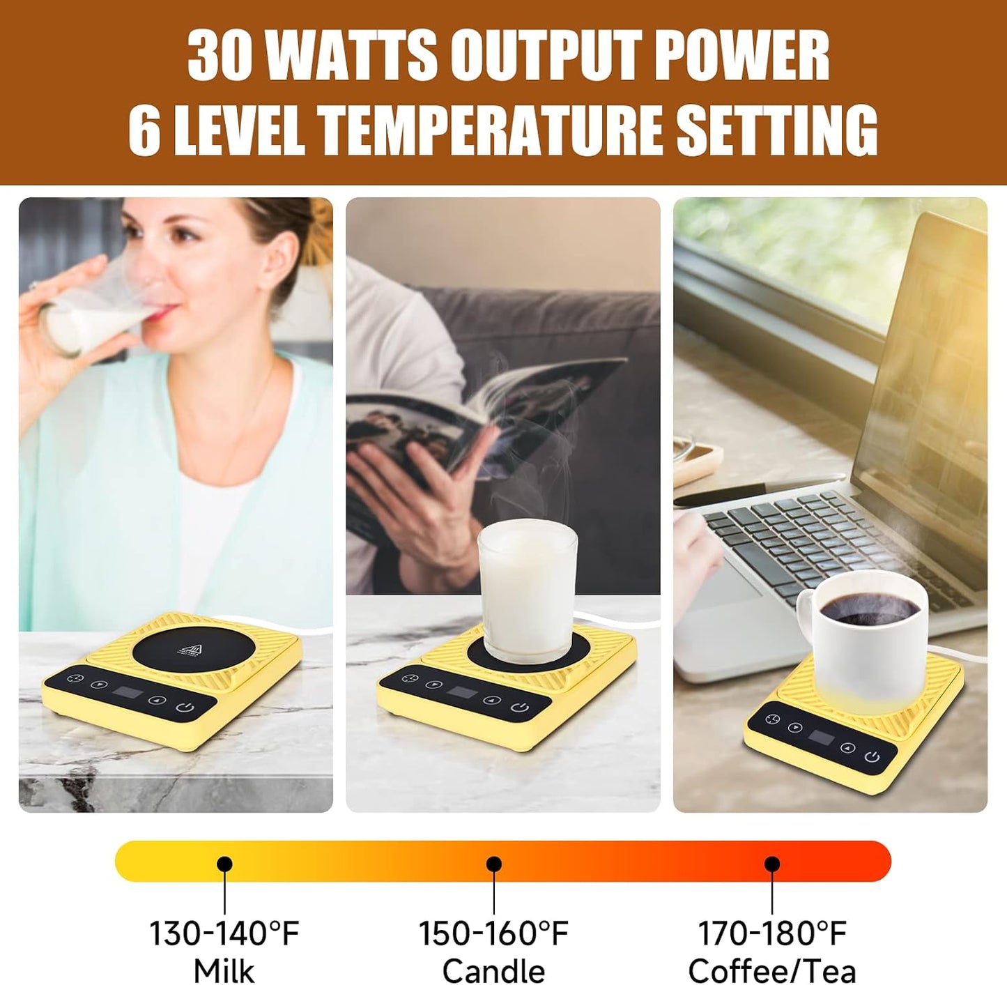 Mug Warmer - Electric Coffee Mug Warmer with Timer,Coffee Cup Warmer for Desk Auto Shut Off,Smart 6-Temperature Control, Coffee Accessories for Coffee Lovers, White | Coffee Cup Warmer for Desk Auto Shut Off,Smart 6-Temperature Control, Coffee