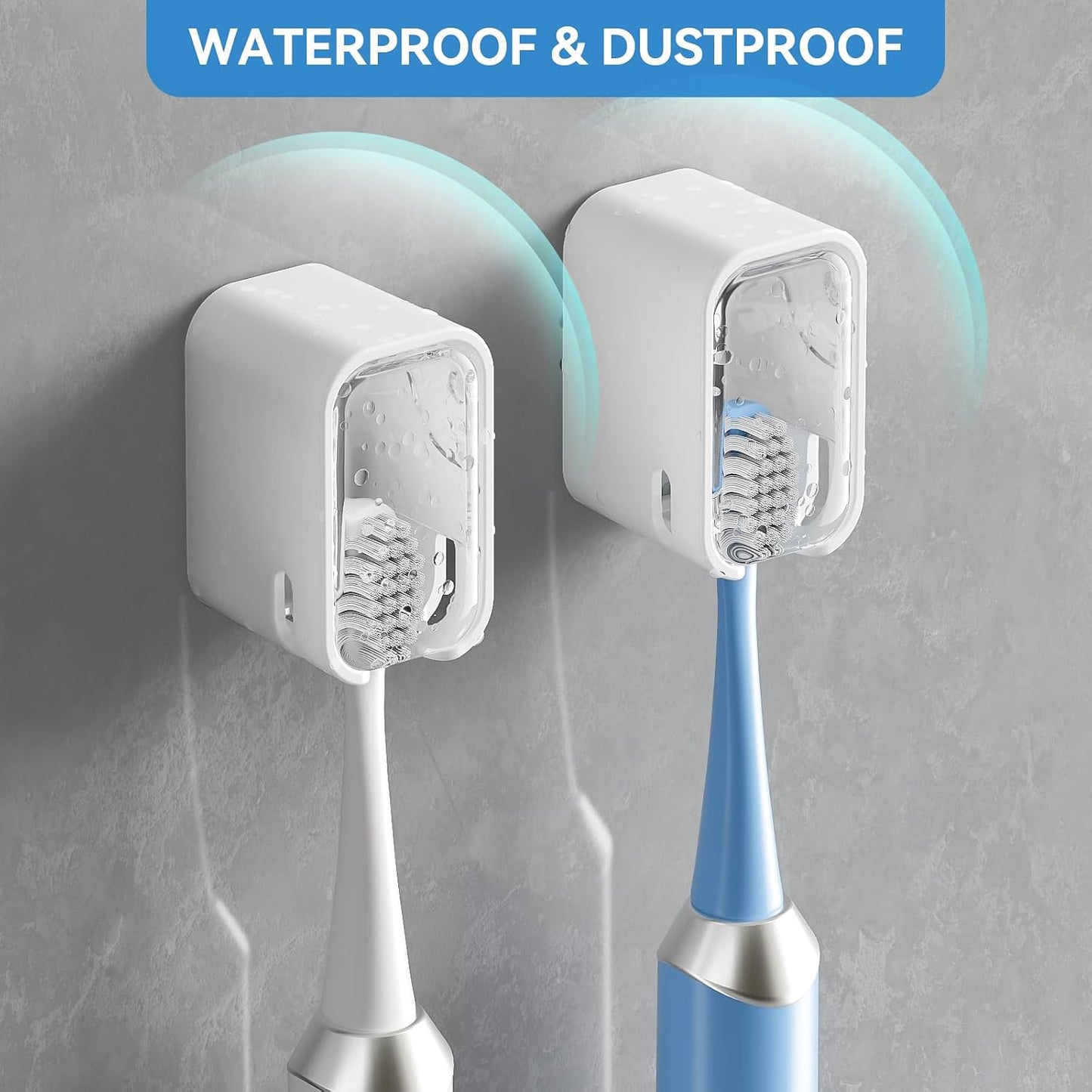 MOPMS Single Slot Toothbrush Holders Wall Mounted with Cover for Bathrooms | 2PCS Toothbrush Cover for Shower, Single Toothbrush Dispenser Storage Organizer for Family & Travel