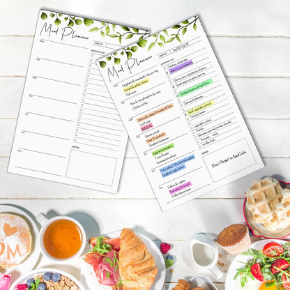 2 PCS Weekly Meal Planner Magnetic for Fridge 8.3x5.5”, Undated Meal Planner and Grocery List Tearable Shopping List, Magnetic Menu Planner for Fridge for Weekly Plan - 50 Pages/Book