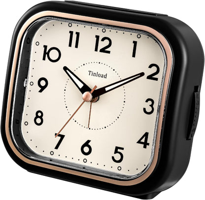 Tinload 4.3" Vintage Retro Analog Alarm Clock, Super Silent Non Ticking Clock with Manual Light, Snooze, Battery Operated, Simply Design, for Living Room, Bedroom, Bedside, Desk(Blue-V2)