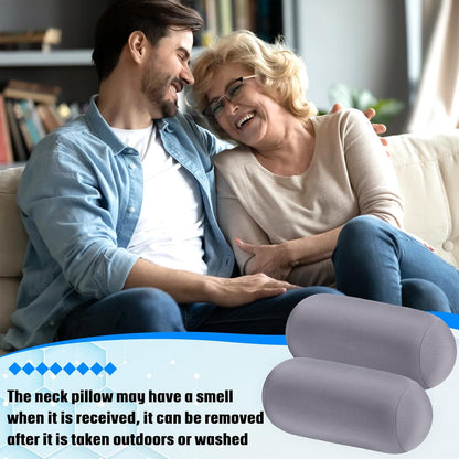 Geelin 2 Pcs Microbead Roll Pillow 11.8 x 6.3 Inch Soft Pillow Bolster Cylindrical Pillow Microbead Pillows for Sleeping Home Travel Neck Head Back Support Rest (Violet, Black)
