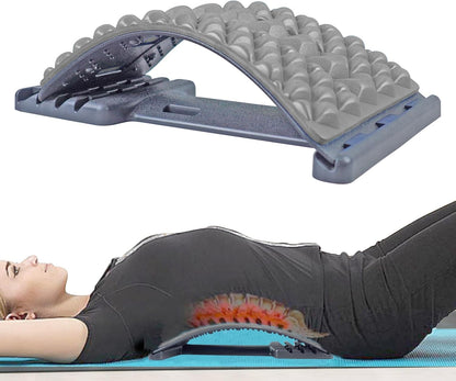 Back Stretcher for Lower Back Pain Relief - 4 Level Adjustable Spine Decompression & Cracking Device, Lumbar Support for Sciatica, Scoliosis and Posture Correction (Orange)