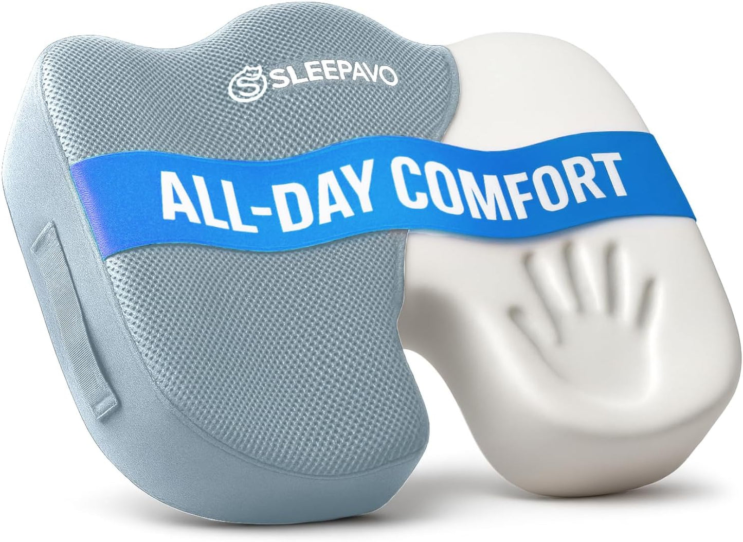 Sleepavo Office Chair Cushion - Seat Cushion for Tailbone Pain Relief - Butt Pillow for Coccyx, Sciatica, and Lower Back Pain - Orthopedic Chair Pad for Lumbar Support in Office Desk, Car, Airplane