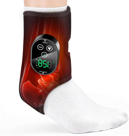 Cordless Ankle Heating Pad & Foot Massager, Rechargeable Heated Ankle Wrap with 6 Heat Levels & 3 Vibration Modes, Adjustable Foot Warmer Brace for Ankle, Foot & Elbow, Portable Heat and Massage