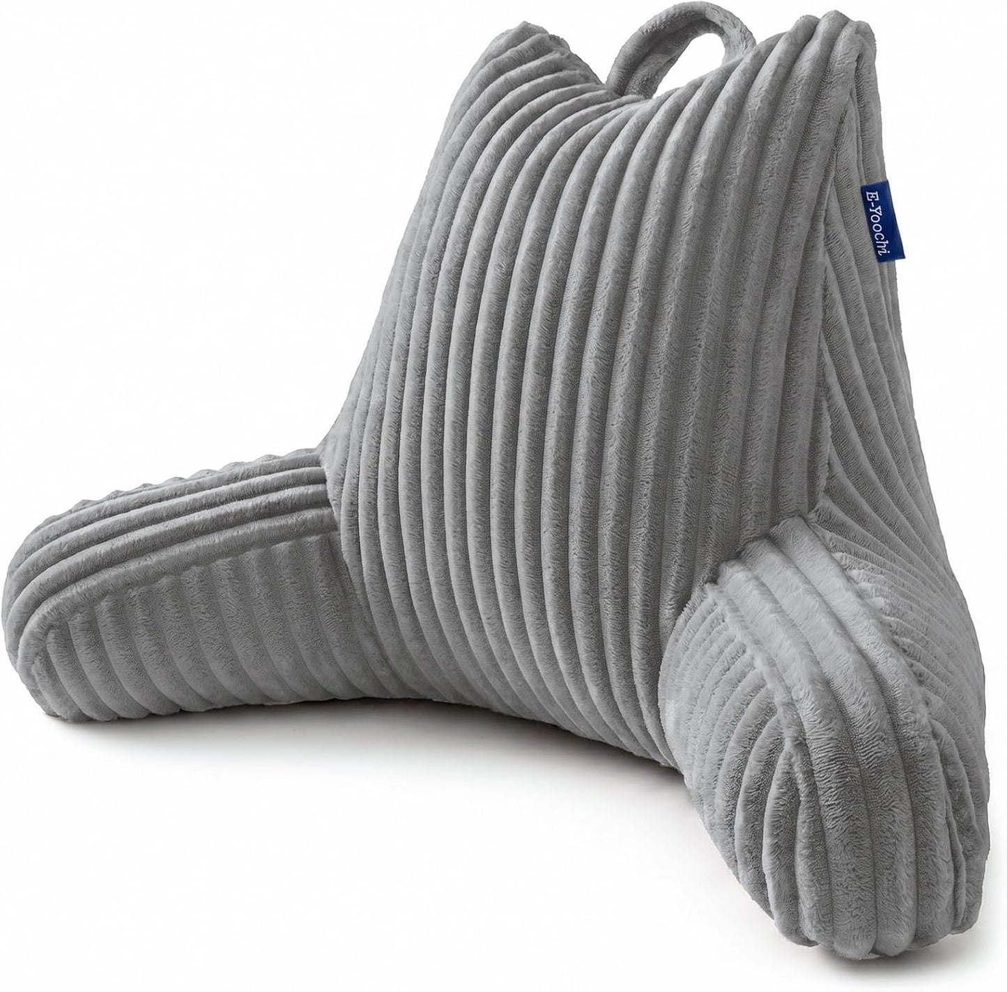 Reading Pillow for Sitting up in Bed, Adjustable Memory Foam Bed Rest Pillow, Wide-wale Plush Cover Machine Washable, Neck Back and Lumbar Support Pillow-Grey