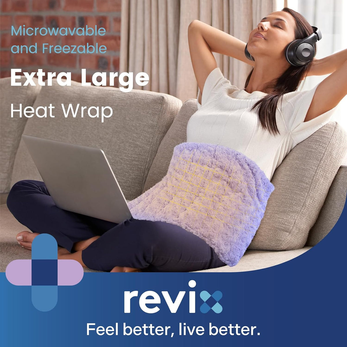 REVIX Extra Large Microwavable Heating Pad for Back, Heating Wrap, Purple