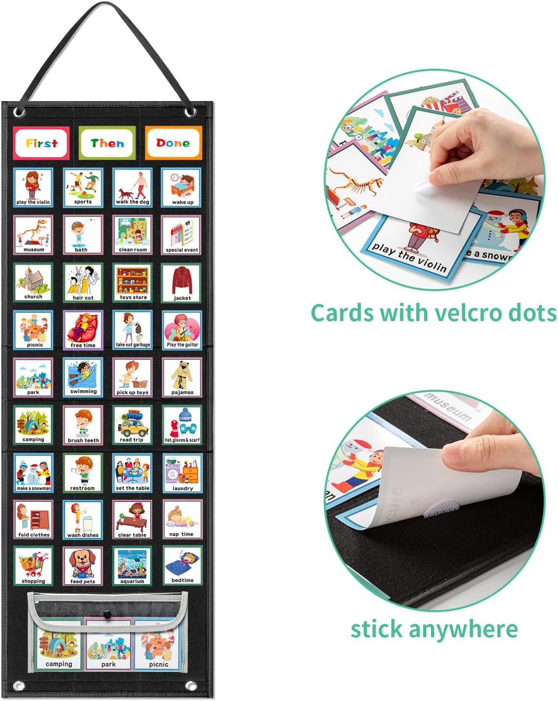 REGELETO X-Large Visual Schedule Chart for Students Chore with 92 Pieces Behavior Cards, Visual Behavioral Routine Chart for Students, Daily Schedule Board Learning Planners for Home School (X-Large)