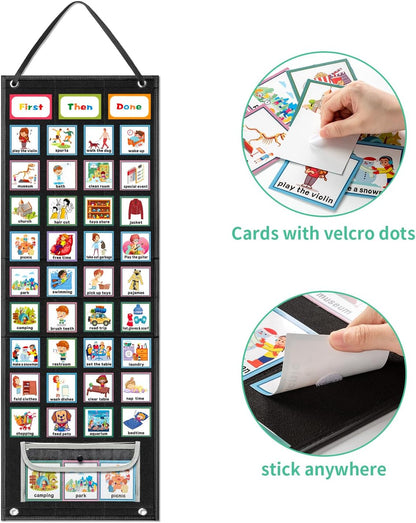 REGELETO X-Large Visual Schedule Chart for Students Chore with 92 Pieces Behavior Cards, Visual Behavioral Routine Chart for Students, Daily Schedule Board Learning Planners for Home School (X-Large)