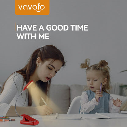 VAVOFO Rechargeable Book Light for Reading in Bed Kids, 7 LED Reading Light with 9-Level Warm Cool White Daylight, Eye Care Lamp with Power Indicator for Bookworms (Yellow)