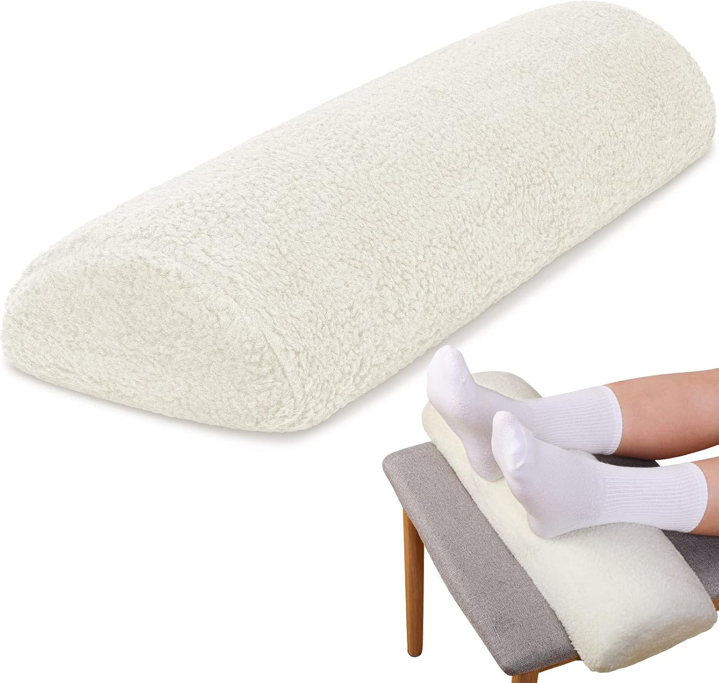 Sintuff Recliner Leg Rest Cushion Sofa Footrest Pillow with Cover Half Moon Bolster Pillow Under Knee Pillow for Sleeping On Back Alleviating Pain, 19.7 x 8 x 3.5 Inch (Coffee)