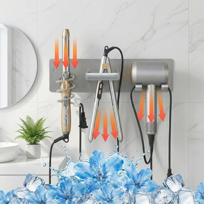 Hair Dryer Holder Hair Tool Organizer Metal Wall Mount (Gold) | Heat Resistant Hair Tool Organizer, Metal Wall Mount Storage, Bathroom Counter Space Saver, Blow Dryer Holder