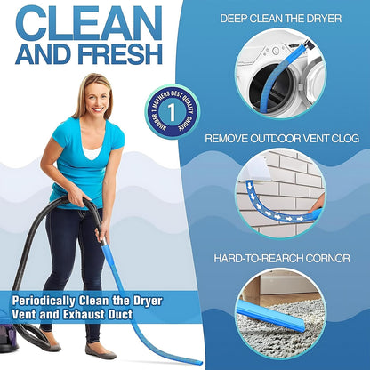Upgraded Dryer Vent Cleaner: Universal Vacuum Hose Attachment Fits All Vacuums Cleaner, Deep Cleaning Tools for Clogged Ducts & Lint Removal