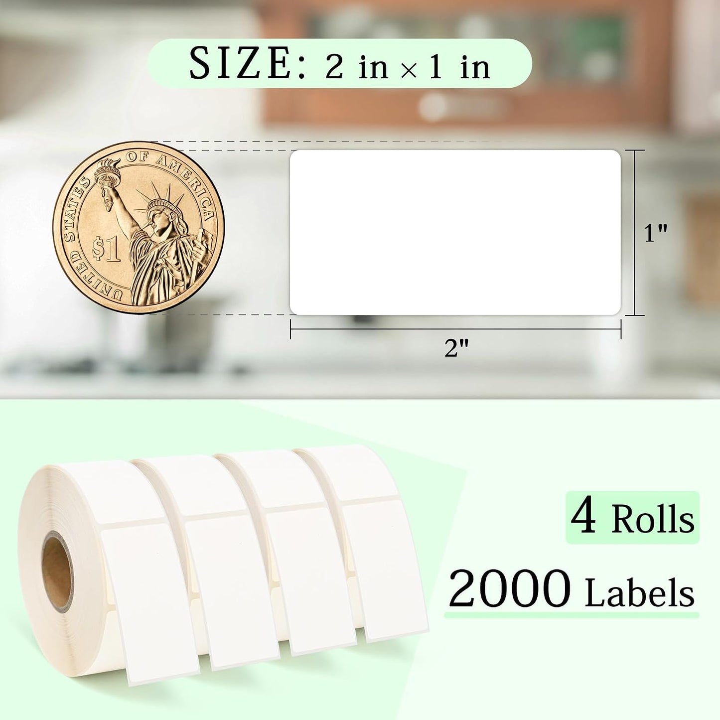 ESSENTIAL 500 Dissolvable Food Labels, 1 x 2 Inch Blank White | Dissolvable Canning Labels for Food Storage, Containers, Mason Jars, Freezer(1 Roll - 500 Labels)
