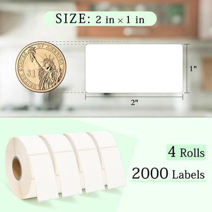 ESSENTIAL 500 Dissolvable Food Labels, 1 x 2 Inch Blank White | Dissolvable Canning Labels for Food Storage, Containers, Mason Jars, Freezer(1 Roll - 500 Labels)