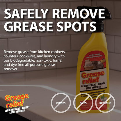 Degreaser and Laundry Stain Remover (18 Oz.) - Heavy Duty Kitchen Cleaner Spray/Non Toxic Formula/All Purpose Degreaser for Stove Top, Oven, Grill, Car, Soil & Cloth Stains (524919)